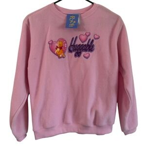 New Vintage 90s Disney Winnie the Pooh Huggable Women fleece heart sweater large